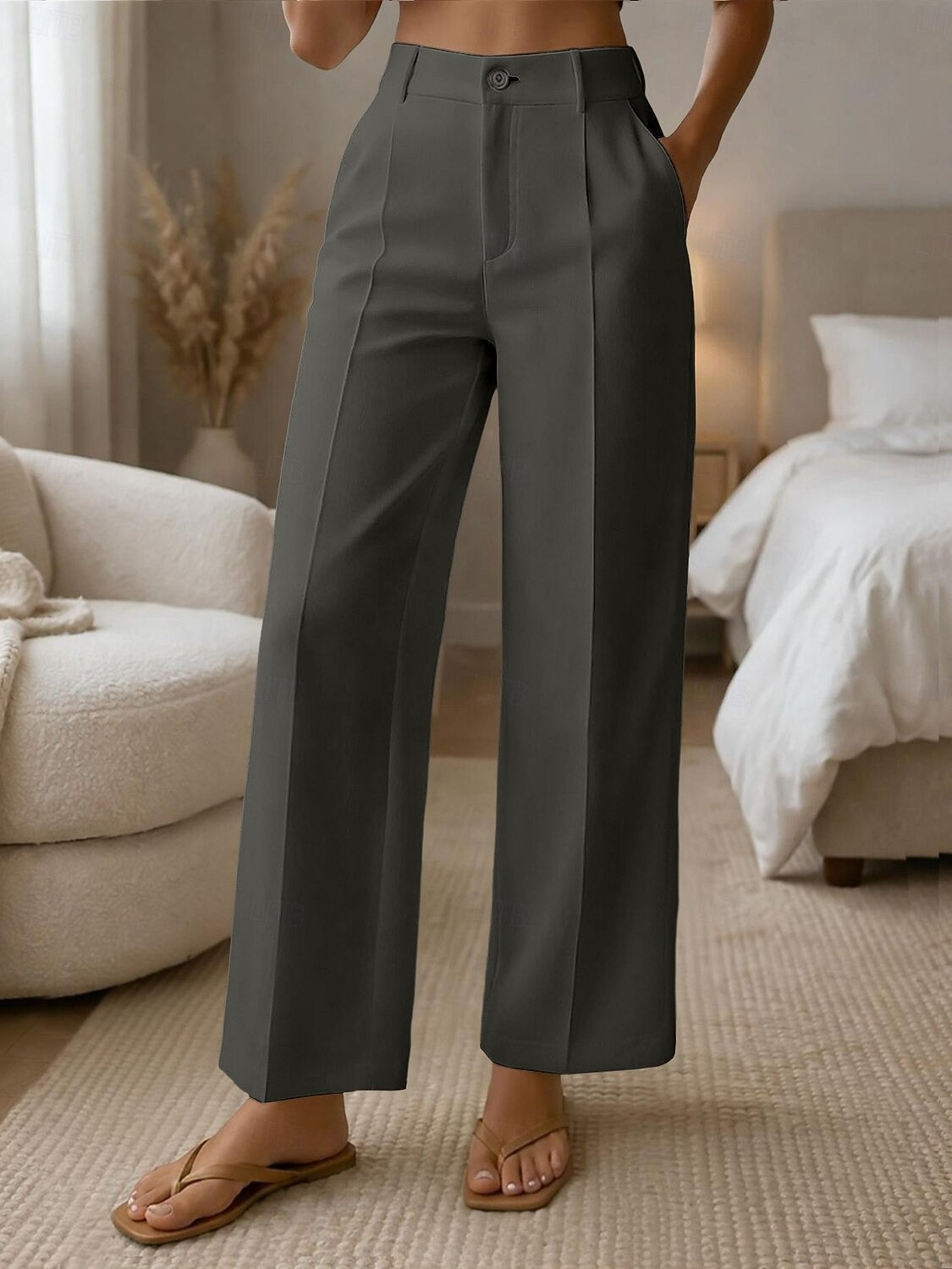 ✨ Dámske pohodlné nohavice s vysokým pásom a širokými nohavicami – elegantný strih pre štíhlu postavu a každodenný štýl 💖