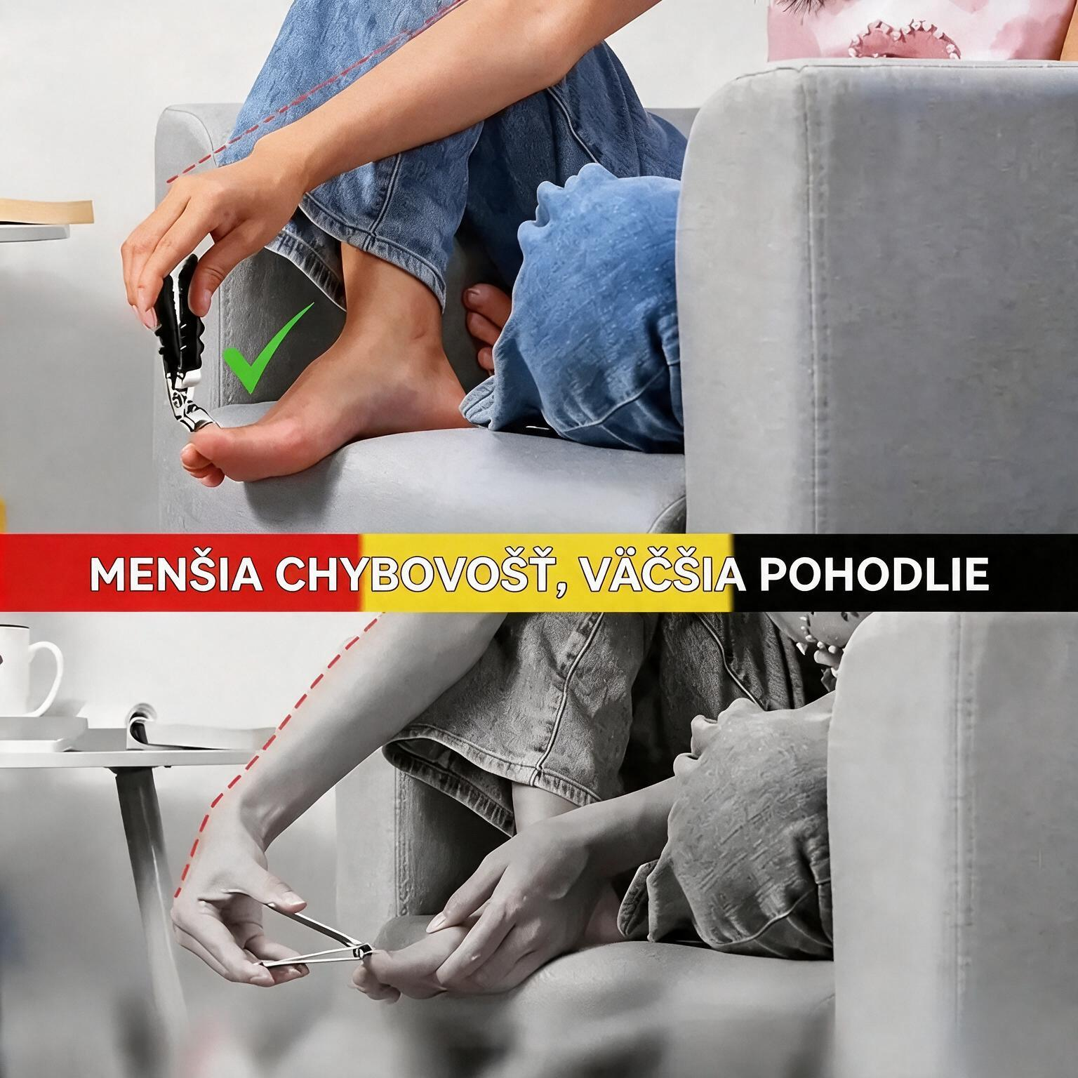 Ergonomický profesionálny nožničkový klieštik na nechty pre seniorov z nehrdzavejúcej ocele s dlhšou protišmykovou rukoväťou na hrubé nechty rúk a nôh