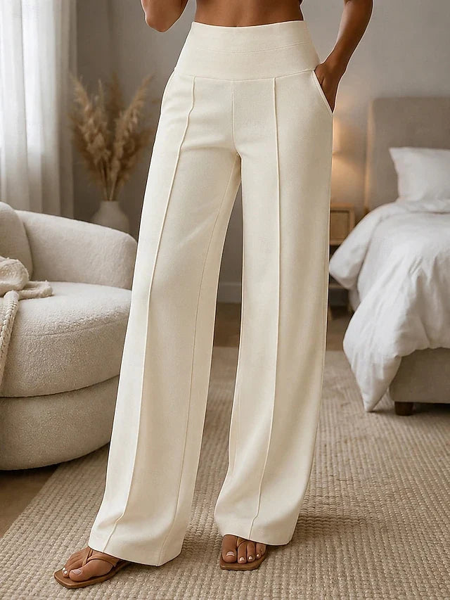 🔥 Elegantné dámske nohavice s vysokým pásom – zoštíhľujúci strih, pohodlný elastický materiál a krásny splývavý efekt