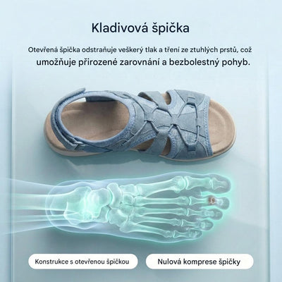 Ortopedické sieťované športové sandále – nastaviteľné sandále s viacerými pásikmi pre pohodlie pri kladivkových prstoch